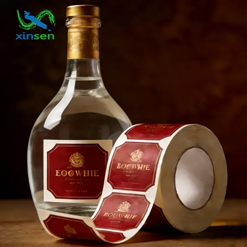 Weiße Etiketten für Spirituosenflaschen